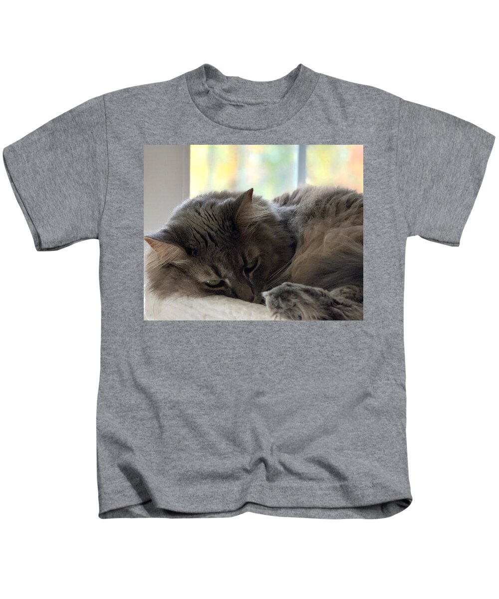 Cat Kids T-Shirt featuring the photograph Peaceful Purr by Lee Darnell