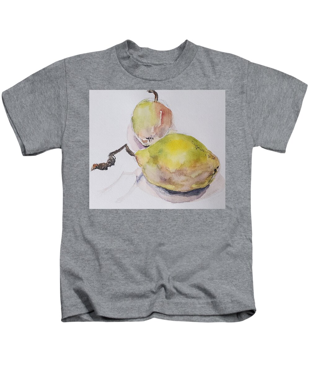 Fruit Kids T-Shirt featuring the painting Pears by Sheila Romard