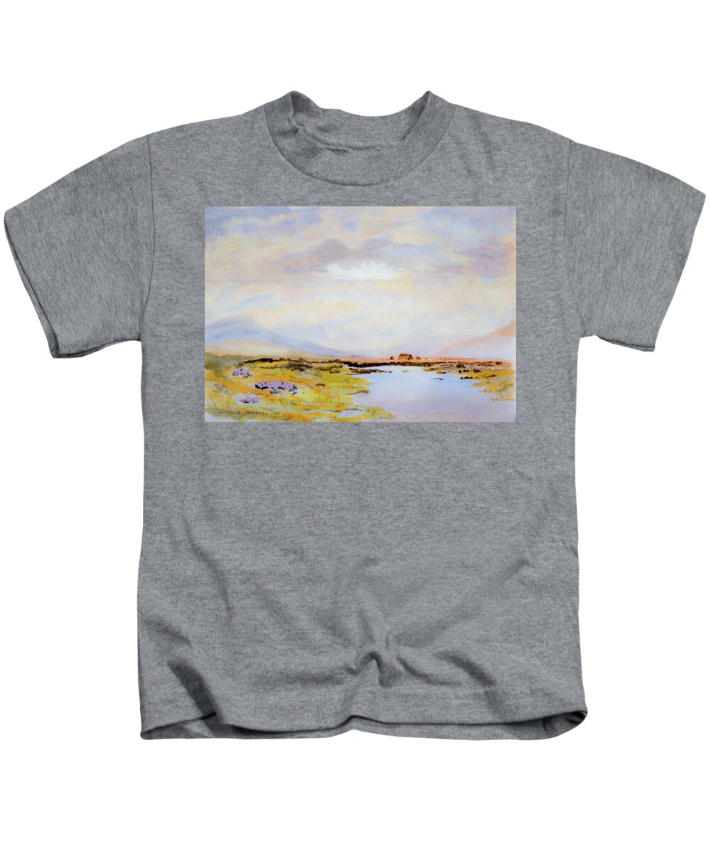 Peat Bogs Kids T-Shirt featuring the painting Peat Bogs of Connemara by Rob Hemphill
