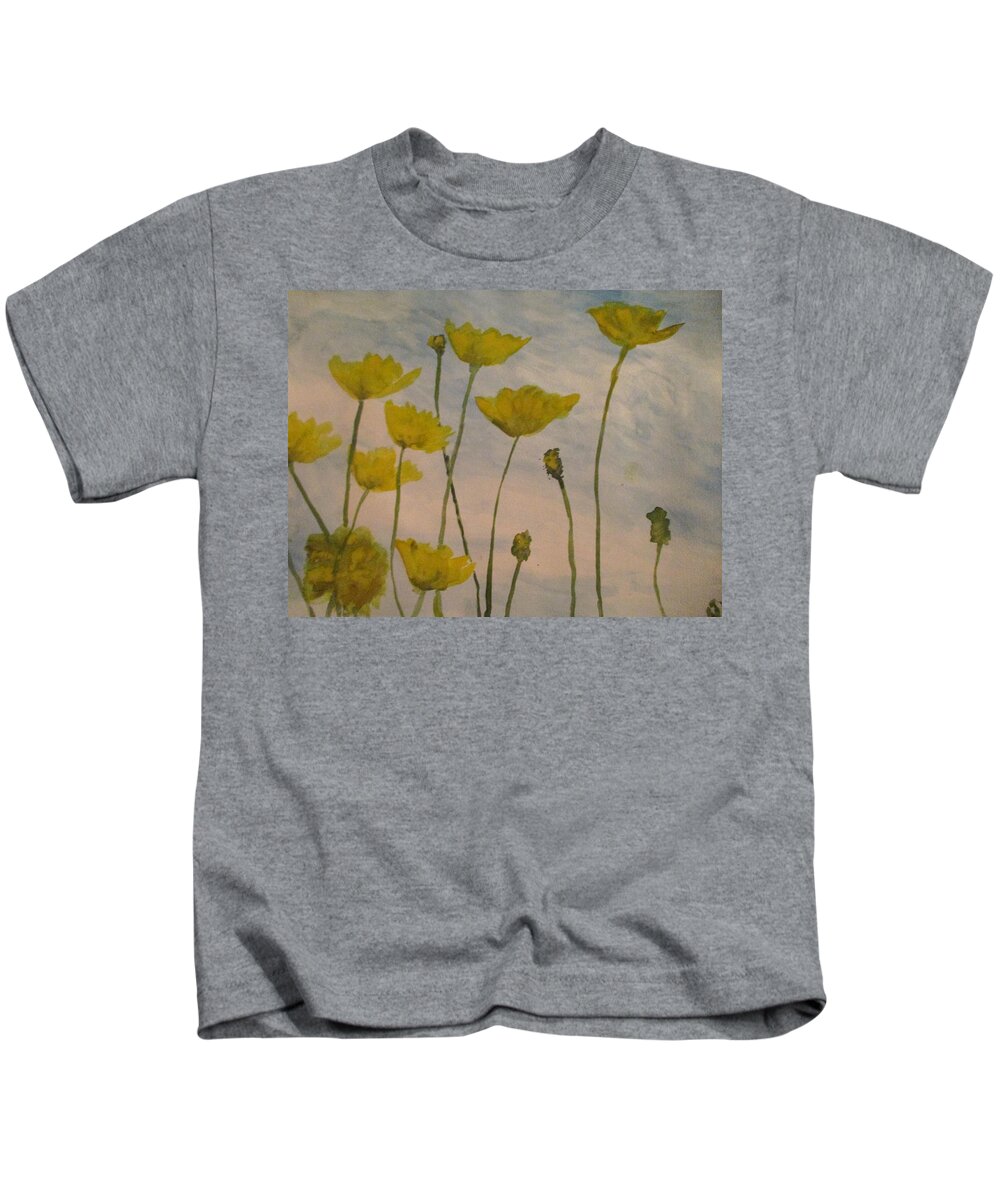 Wild Flowers Kids T-Shirt featuring the painting Petalled Yellow by Jen Shearer