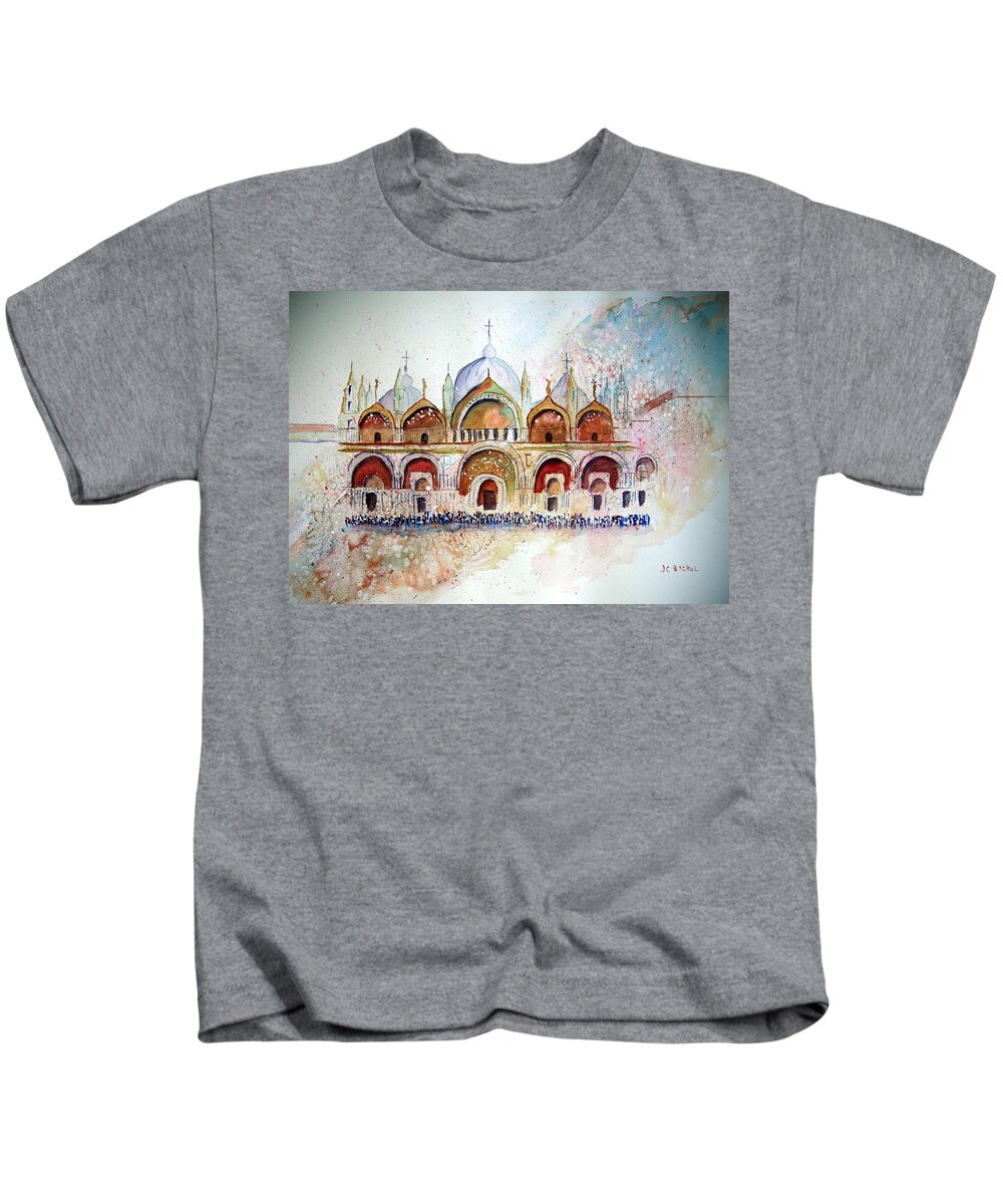 St. Mark's Square Kids T-Shirt featuring the painting Piazza San Marco by Jacquelin Bickel