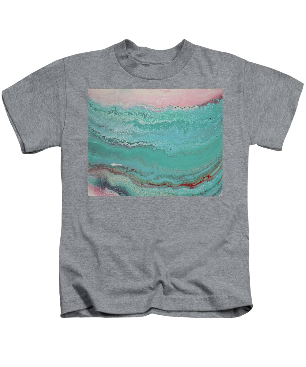 Pour Kids T-Shirt featuring the mixed media Pink Sea by Aimee Bruno