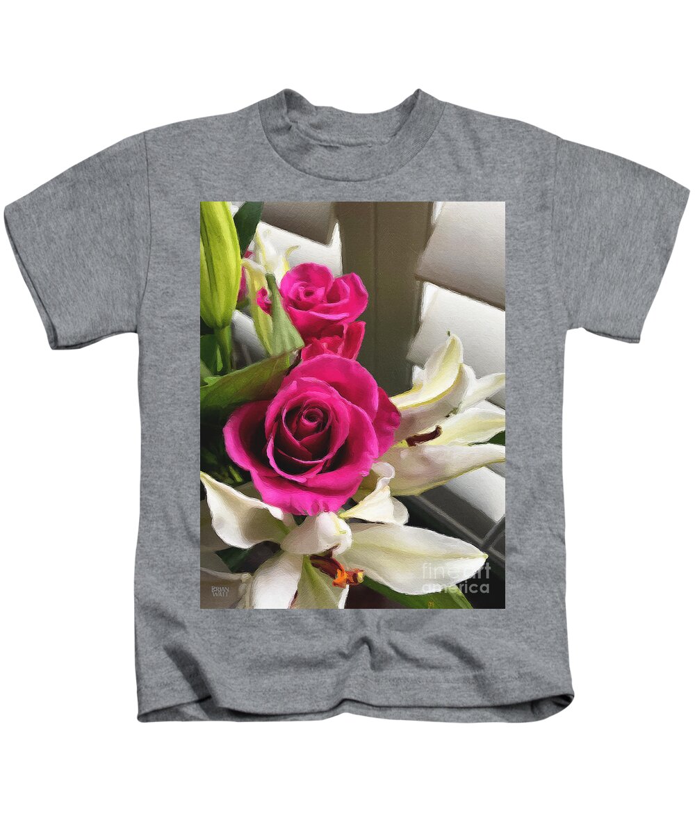 Roses Kids T-Shirt featuring the photograph Pink Roses by Brian Watt