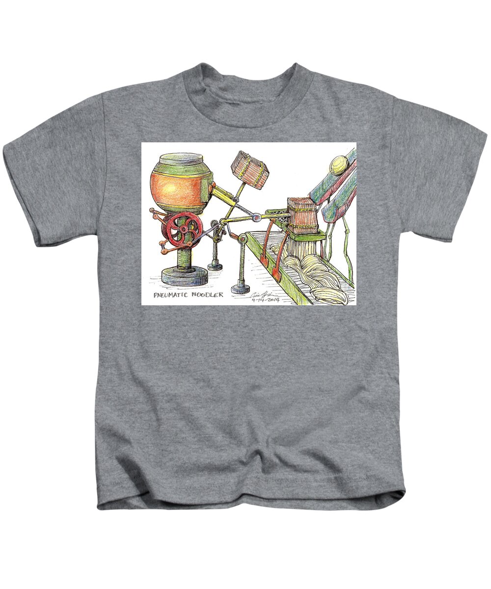 Pneumatic Noodler Kids T-Shirt featuring the drawing Pneumatic Noodler by Eric Haines