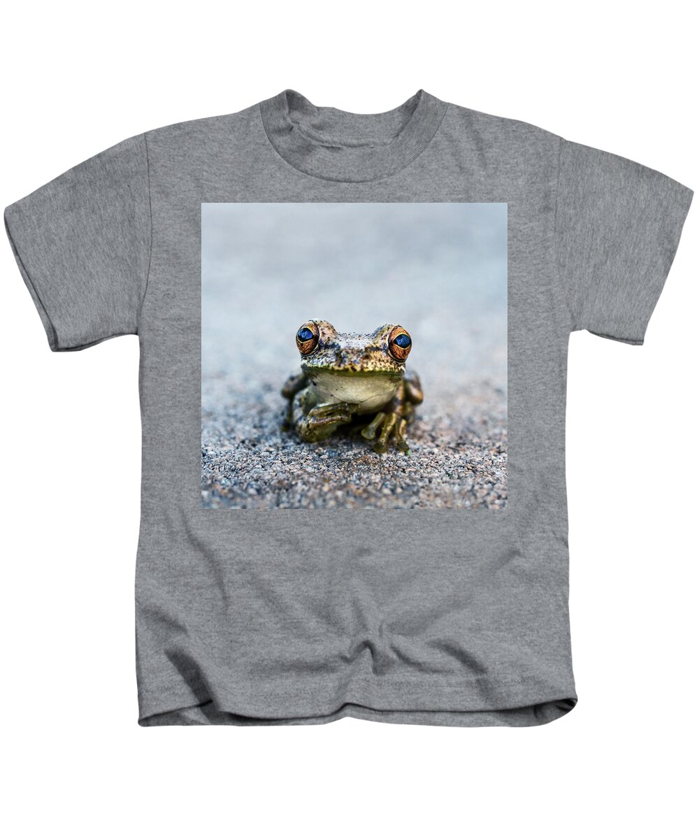 Frog Kids T-Shirt featuring the photograph Pondering Frog by Laura Fasulo