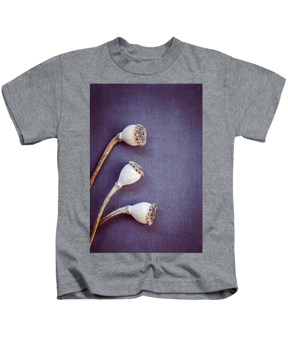 Nature Kids T-Shirt featuring the photograph Poppy Seed Heads by Maria Heyens