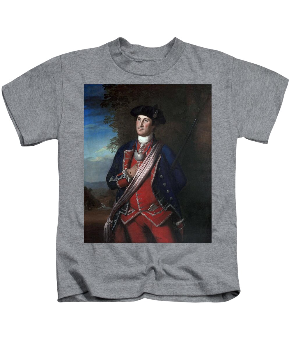 Kids T-Shirt featuring the painting Portrait of George Washington #1 by Charles Willson Peale