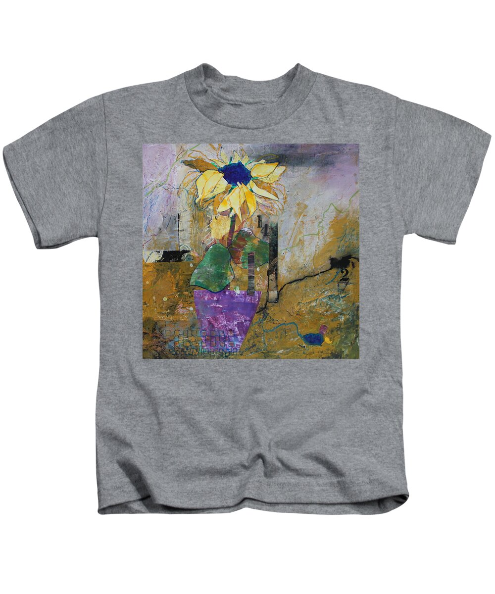 Sunflower Kids T-Shirt featuring the painting Pot of Gold by Ruth Kamenev