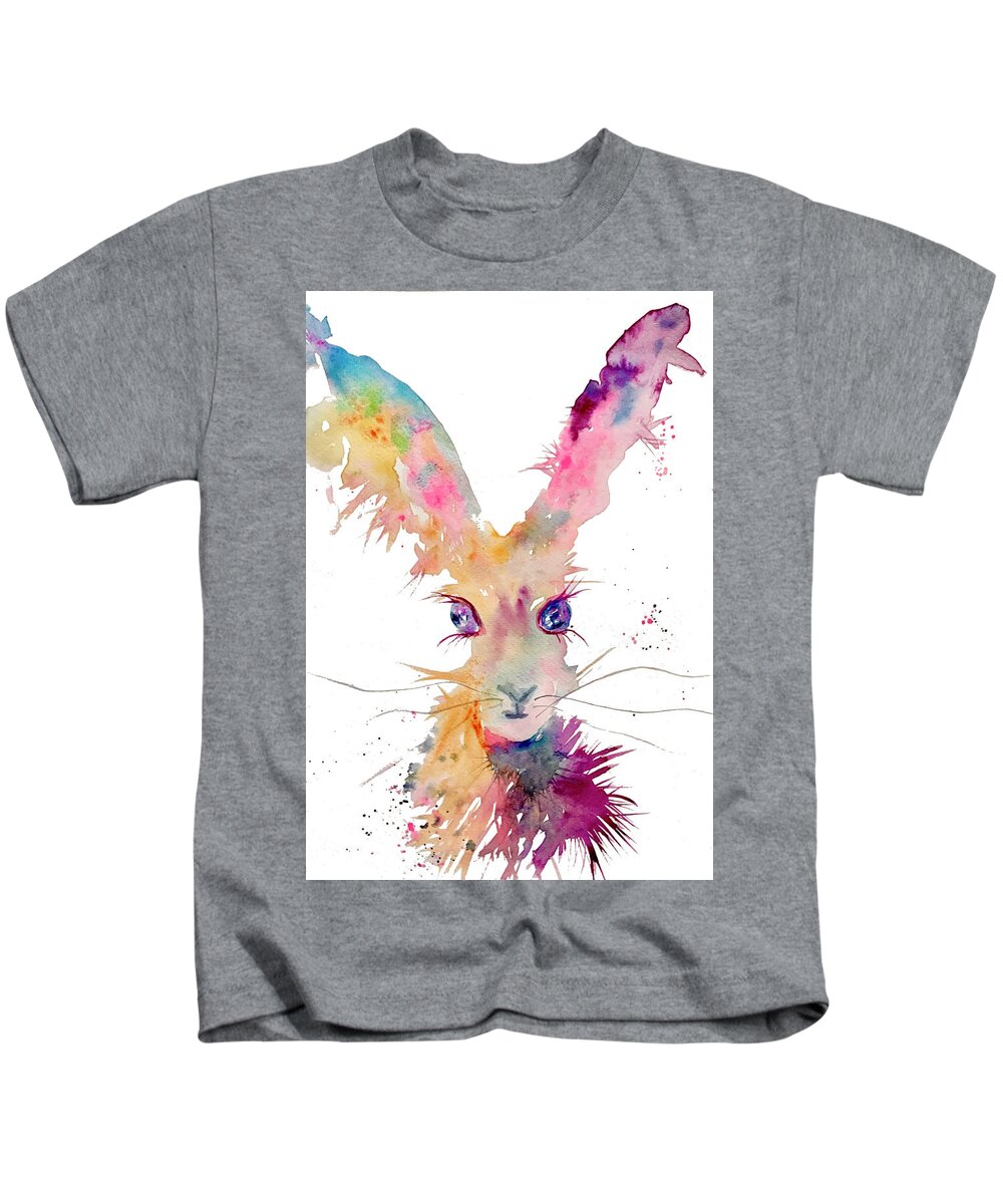 Hare Kids T-Shirt featuring the painting Pretty Hare by Ann Leech