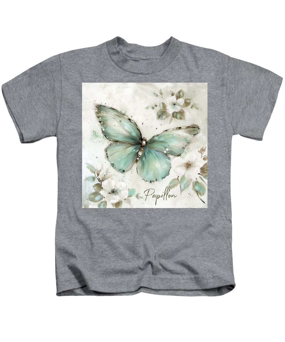 Butterfly Kids T-Shirt featuring the painting Pretty Papillon by Tina LeCour