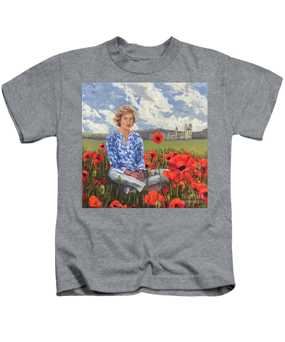 Princess Diana Kids T-Shirt featuring the painting Princess Diana, 2019 by PJ Kirk