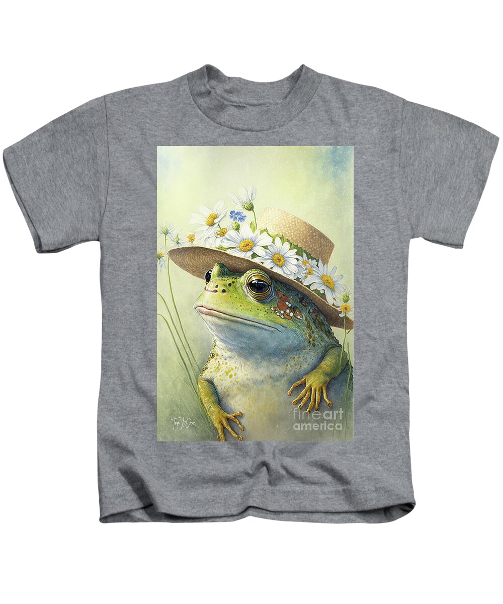 Frog Kids T-Shirt featuring the painting Ready For The Garden by Tina LeCour