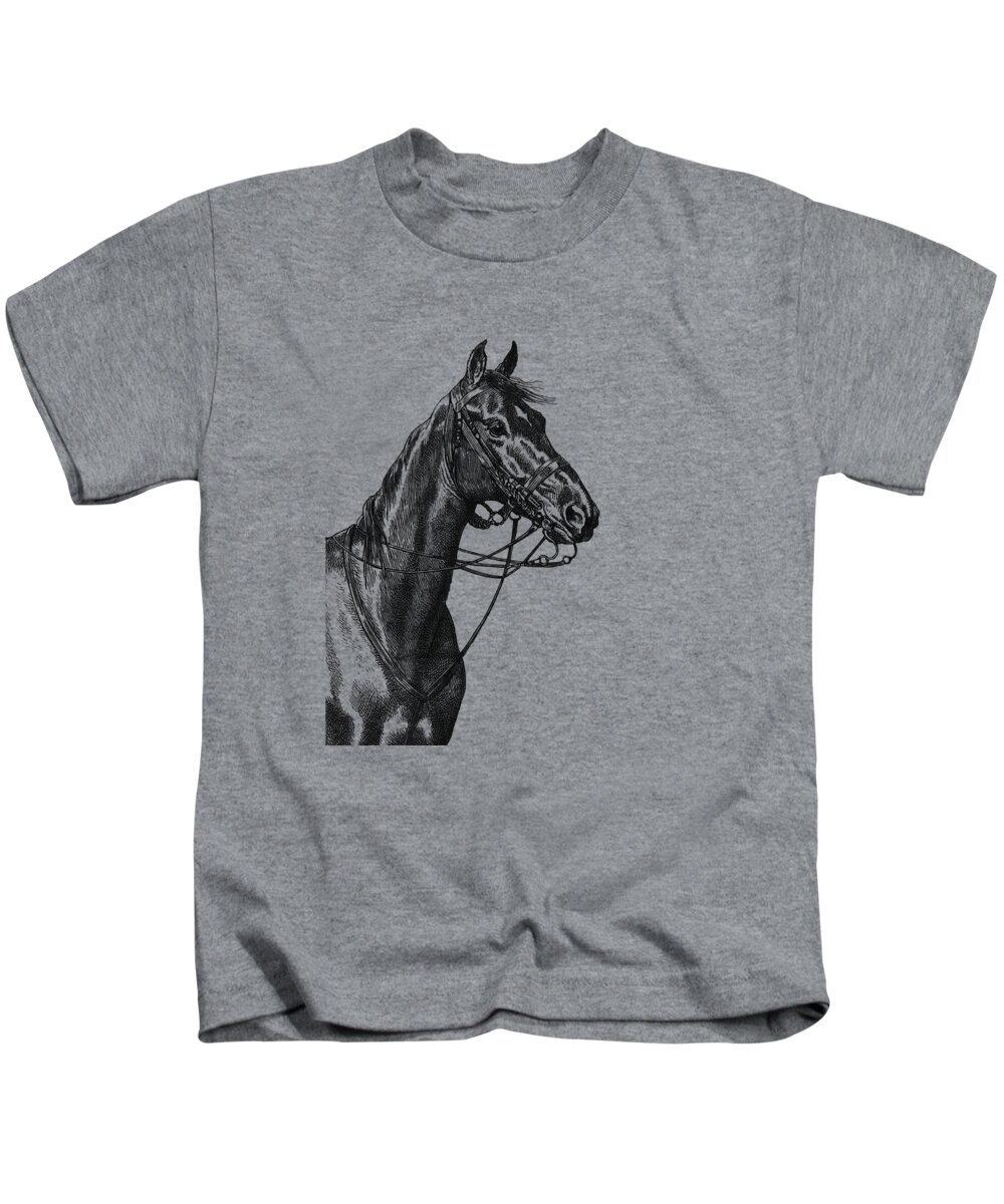 Horse Kids T-Shirt featuring the digital art Ready To Ride by Madame Memento