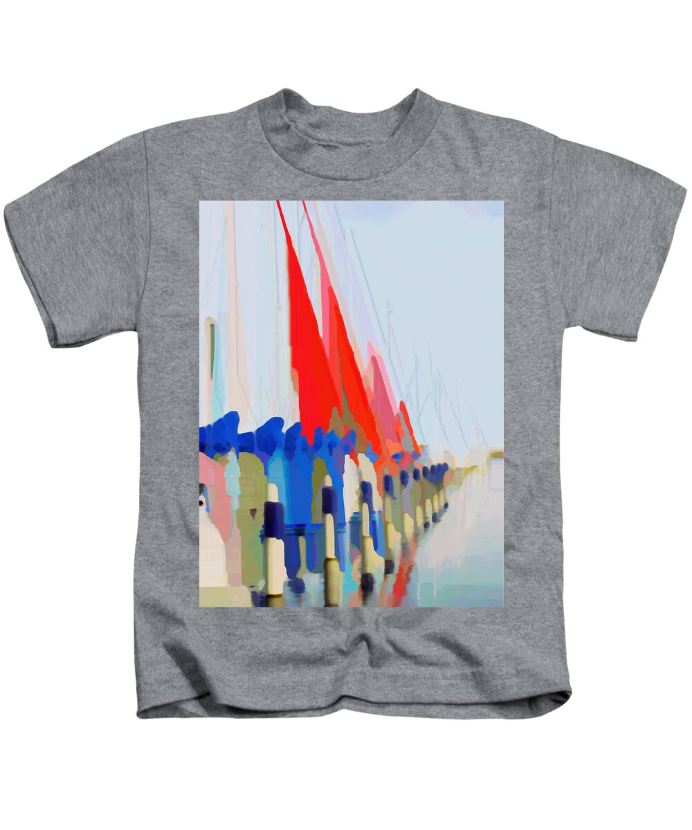 Sail Boats Kids T-Shirt featuring the photograph Red Sails in the Sunset by Luc Van de Steeg