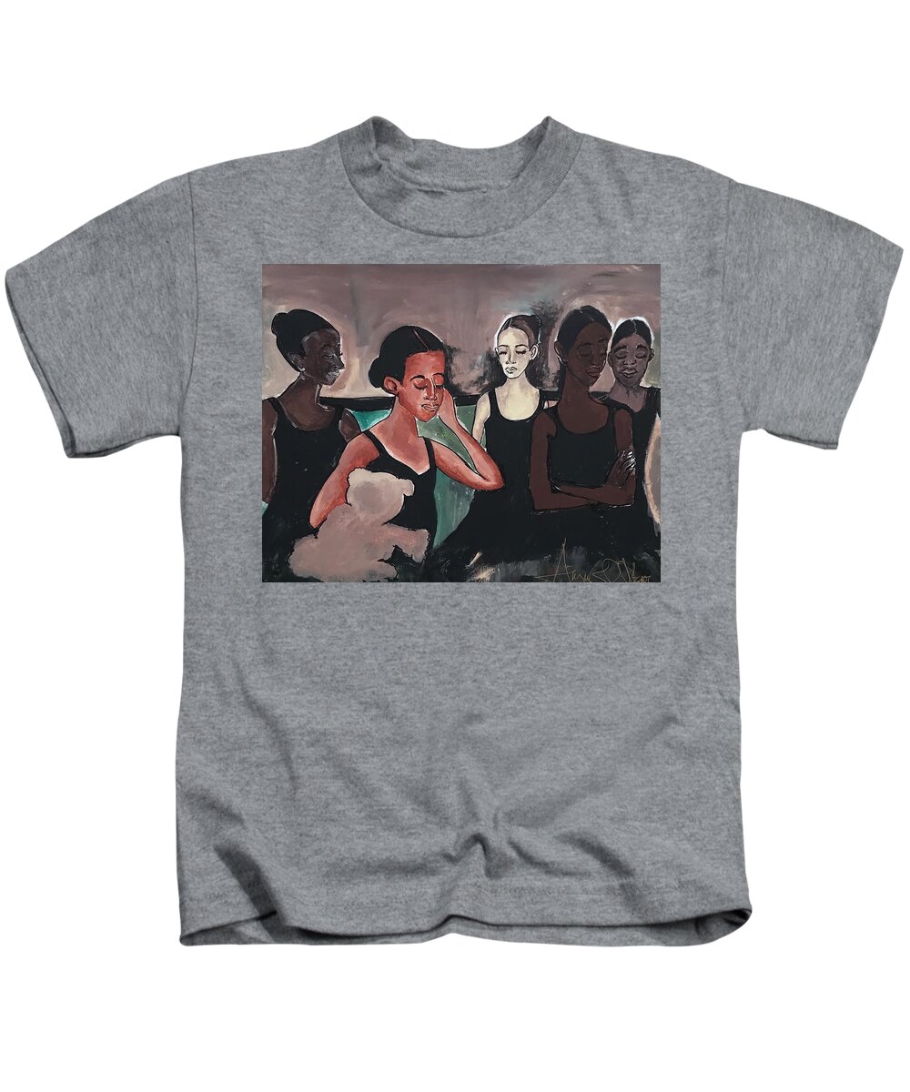  Kids T-Shirt featuring the painting Rehearsal  by Angie ONeal