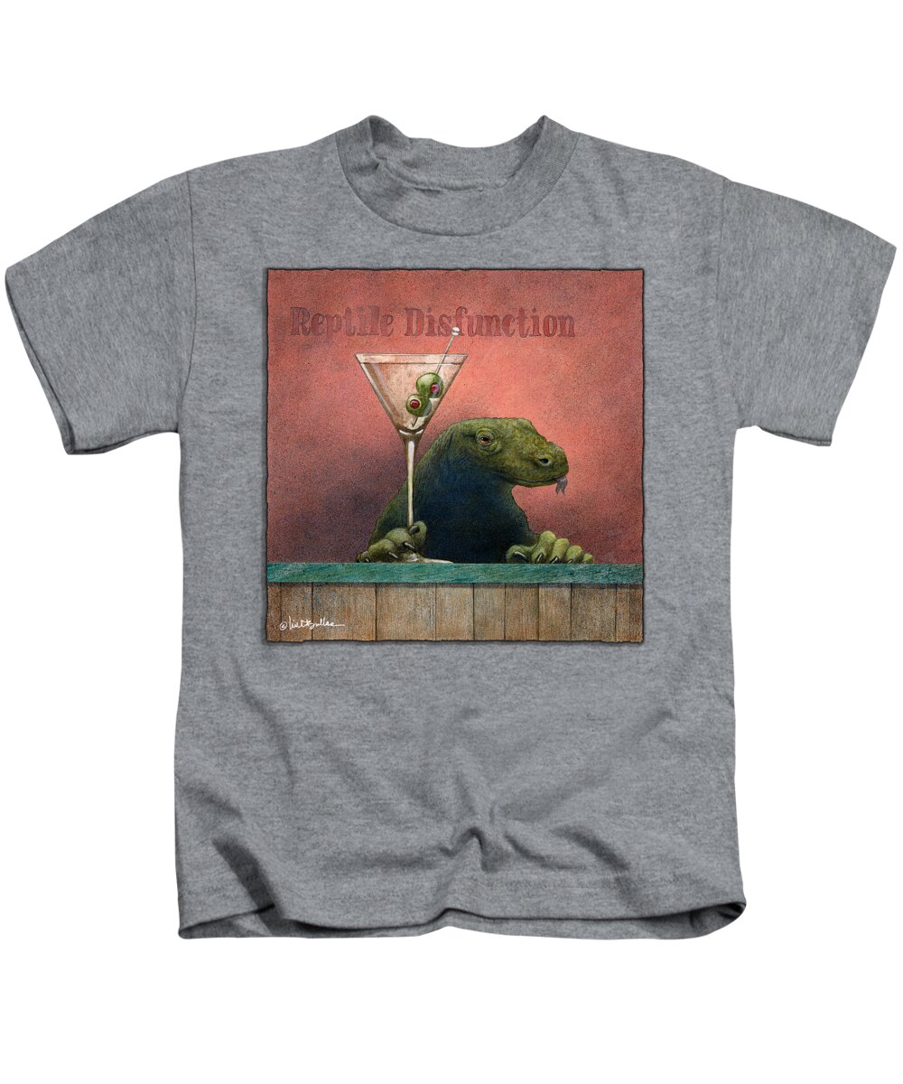 Monitor Lizard Kids T-Shirt featuring the painting Reptile Dysfunction... by Will Bullas