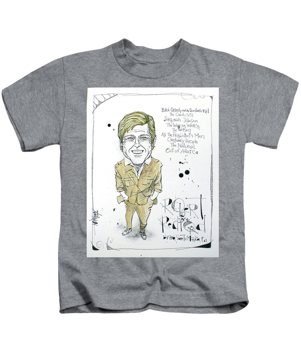  Kids T-Shirt featuring the drawing Robert Redford by Phil Mckenney