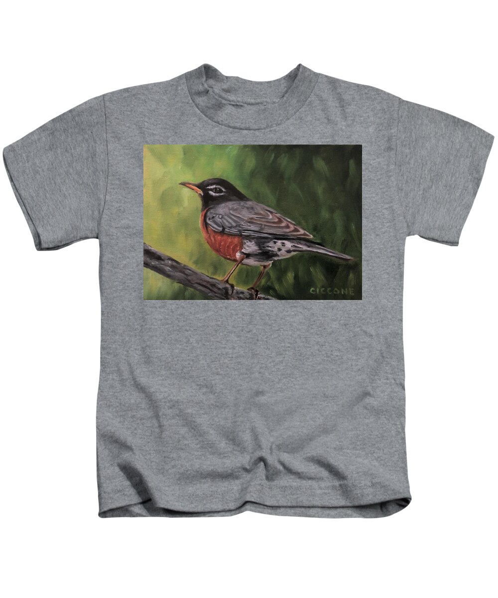 Bird Kids T-Shirt featuring the painting Robin by Jill Ciccone Pike