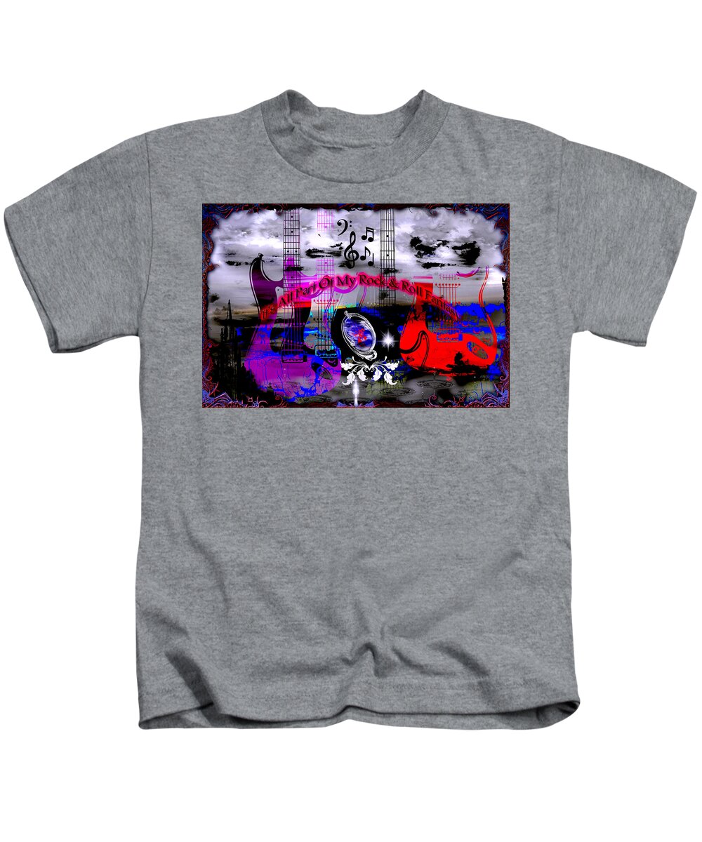 Rock Kids T-Shirt featuring the digital art Rock And Roll Fantasy by Michael Damiani