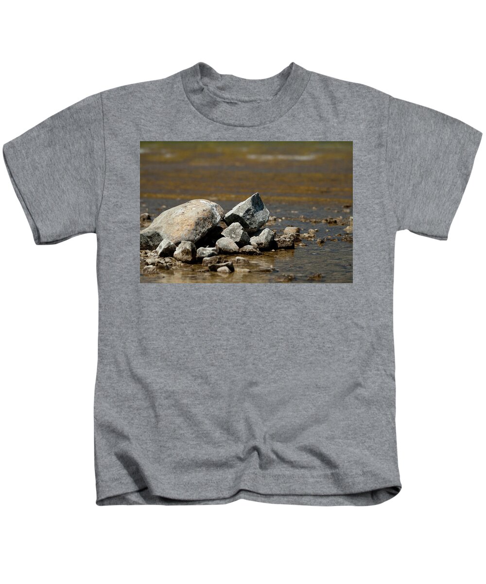 Rocks Kids T-Shirt featuring the photograph Rocks in the Water by Rich S