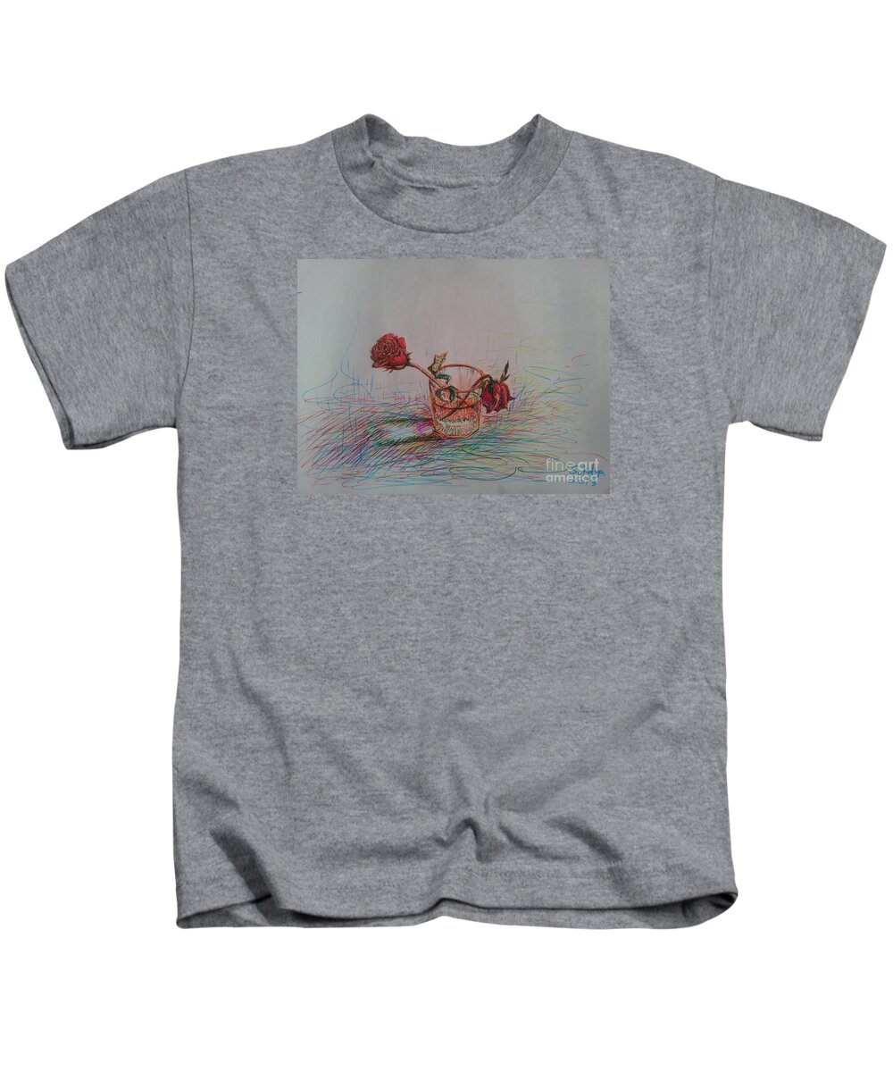 Rose Kids T-Shirt featuring the painting Rose to End by Sukalya Chearanantana
