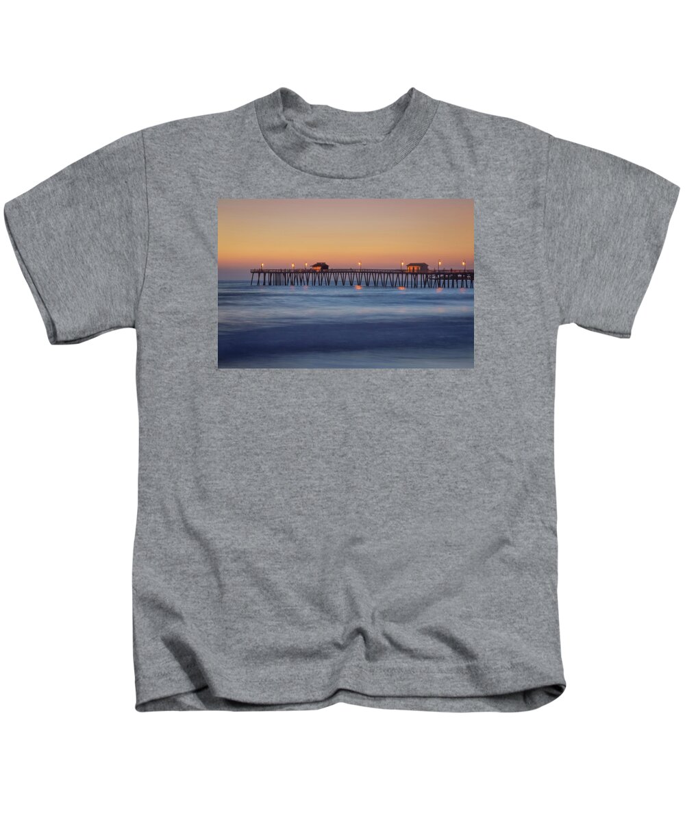 San Clemente Pier Kids T-Shirt featuring the photograph San Clemente Pier Glow by Rebecca Herranen