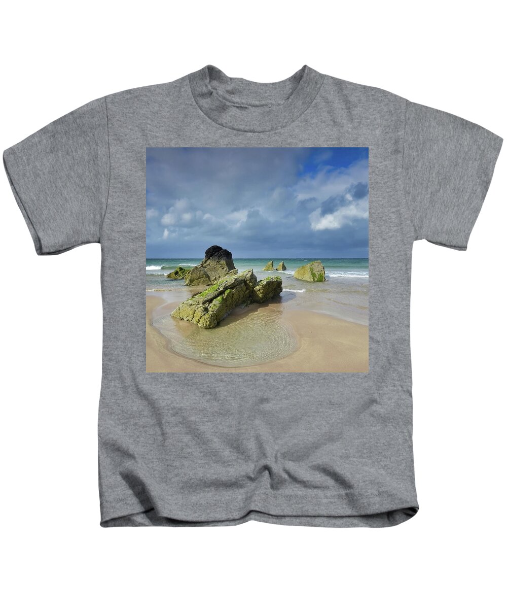 Scotland Kids T-Shirt featuring the digital art Scottish beach by Remigiusz MARCZAK
