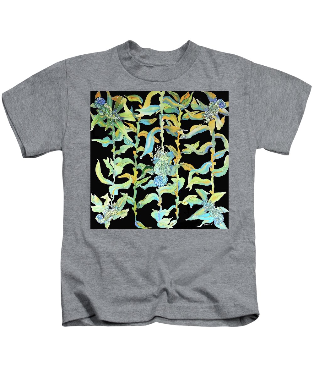 Seahorse Kids T-Shirt featuring the tapestry - textile Sea horses in a kelp forest by Karla Kay Benjamin