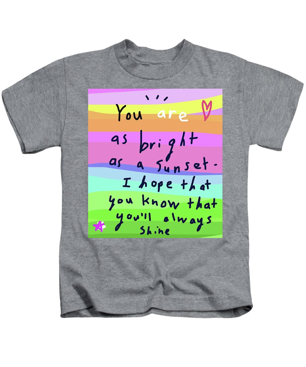 Inspirational Kids T-Shirt featuring the drawing Shine by Ashley Rice