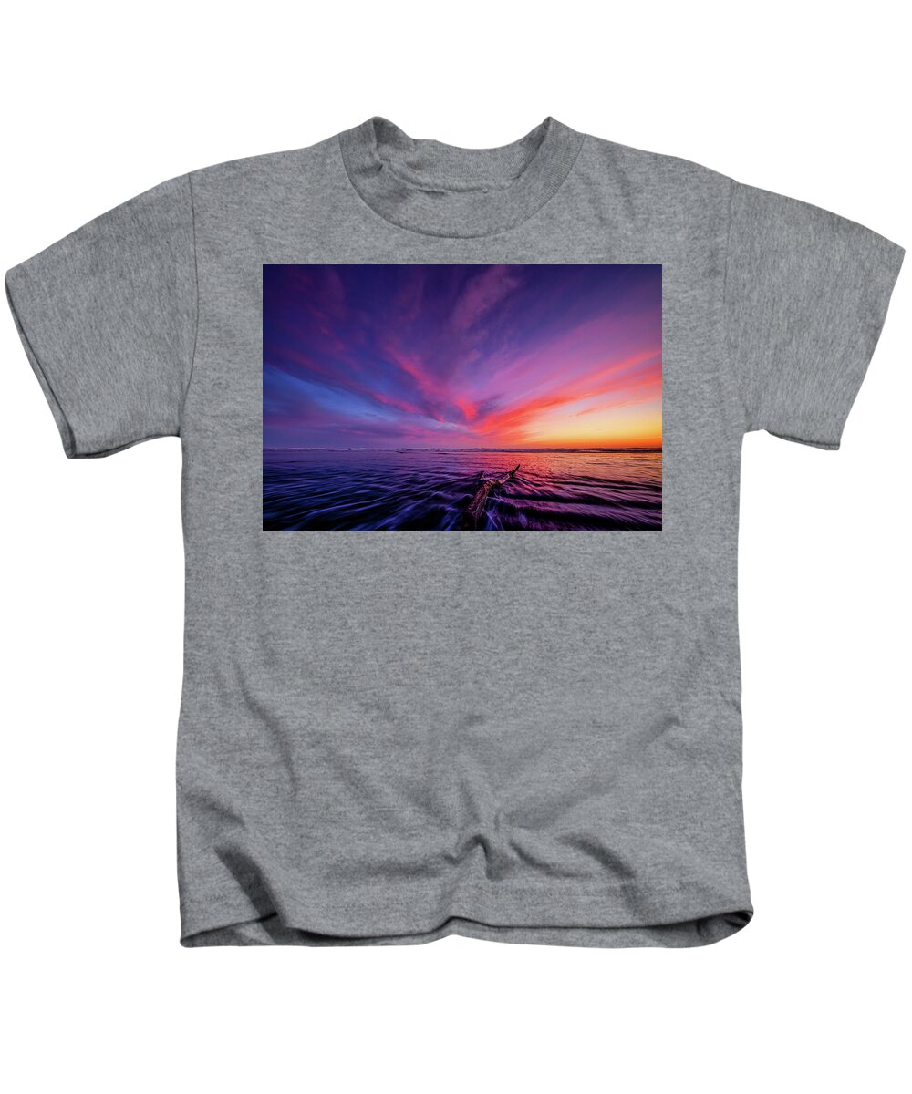 Grayland Kids T-Shirt featuring the photograph Sky Ablaze by Dan Mihai