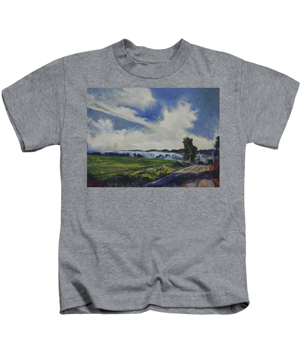 Landscape Kids T-Shirt featuring the painting Sky Paths 5 by Douglas Jerving