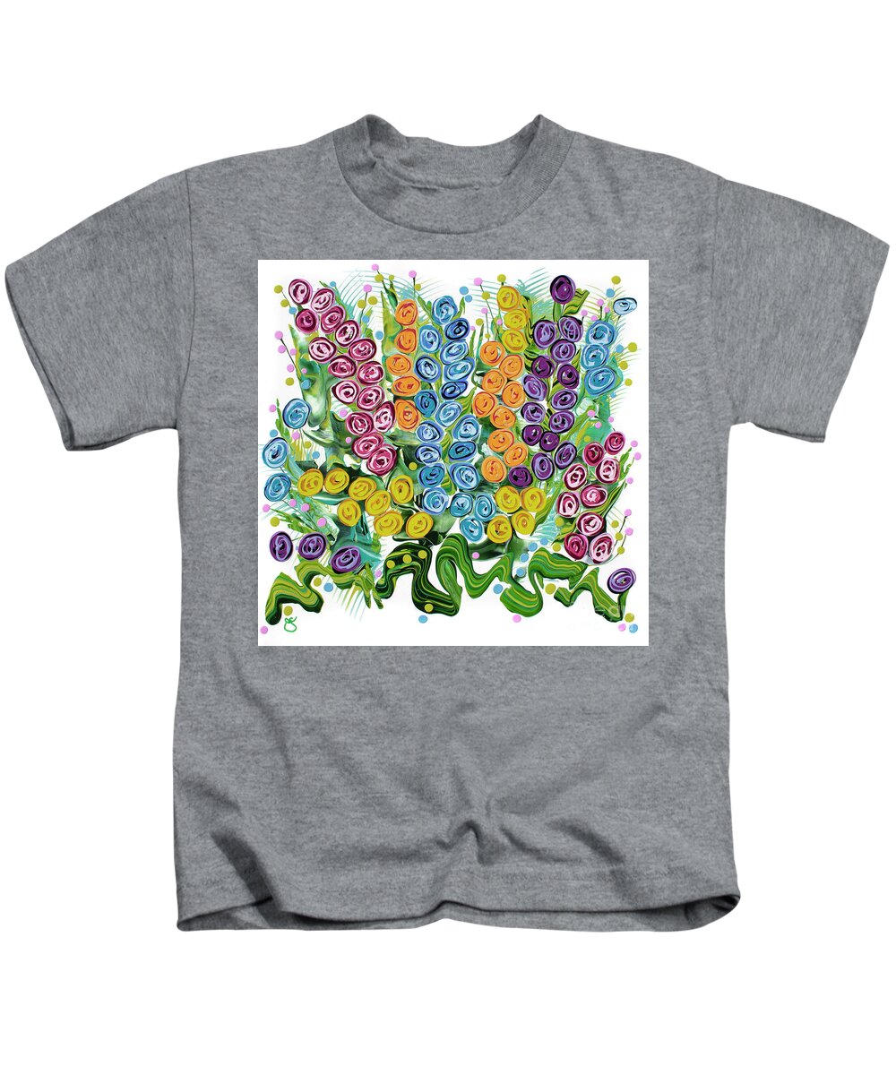 Fluid Acrylic Painting Of Flowers Kids T-Shirt featuring the painting Snapdragon Tango II by Jane Crabtree