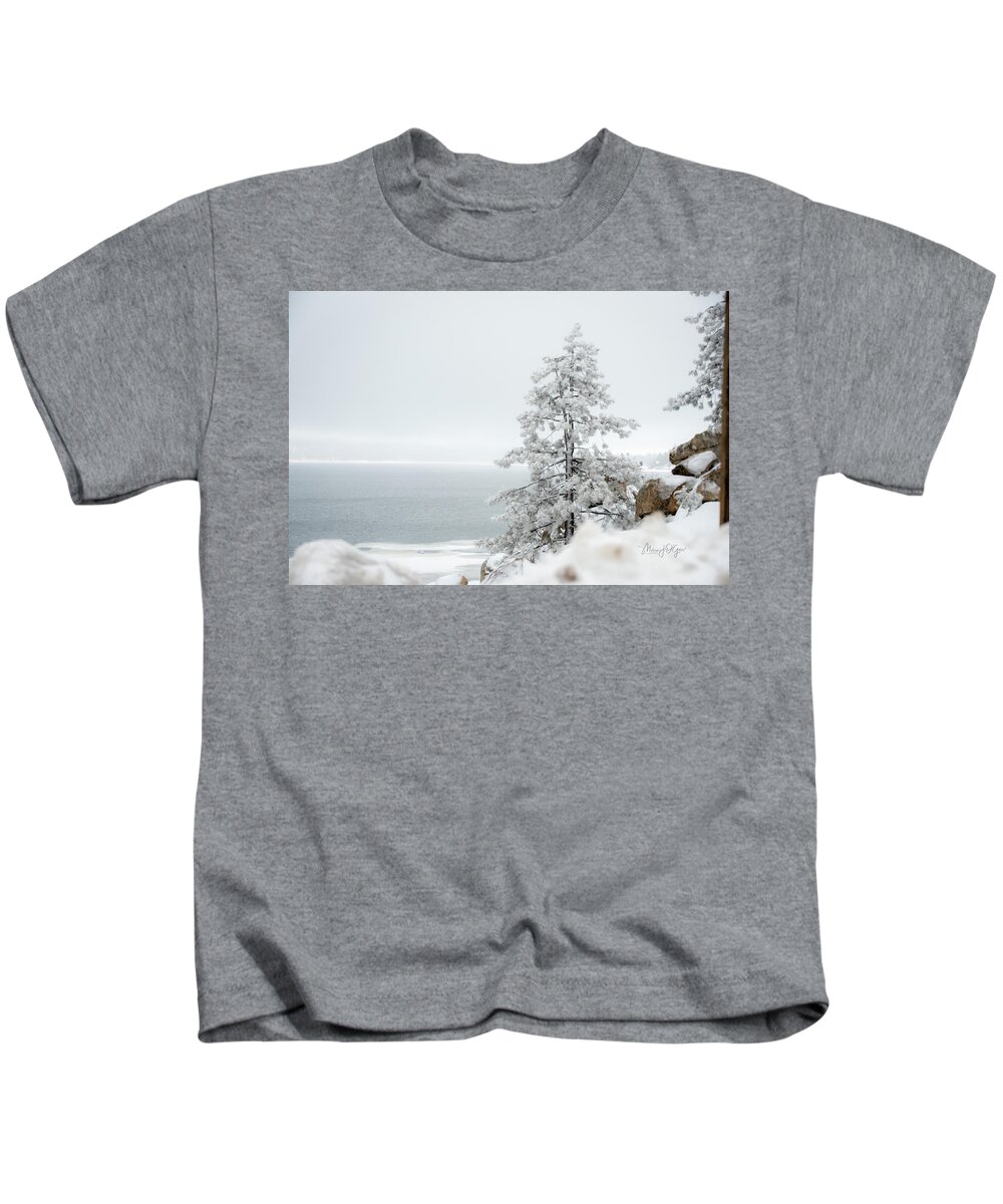 Snow Kids T-Shirt featuring the photograph Snow On The Lake by Melissa OGara