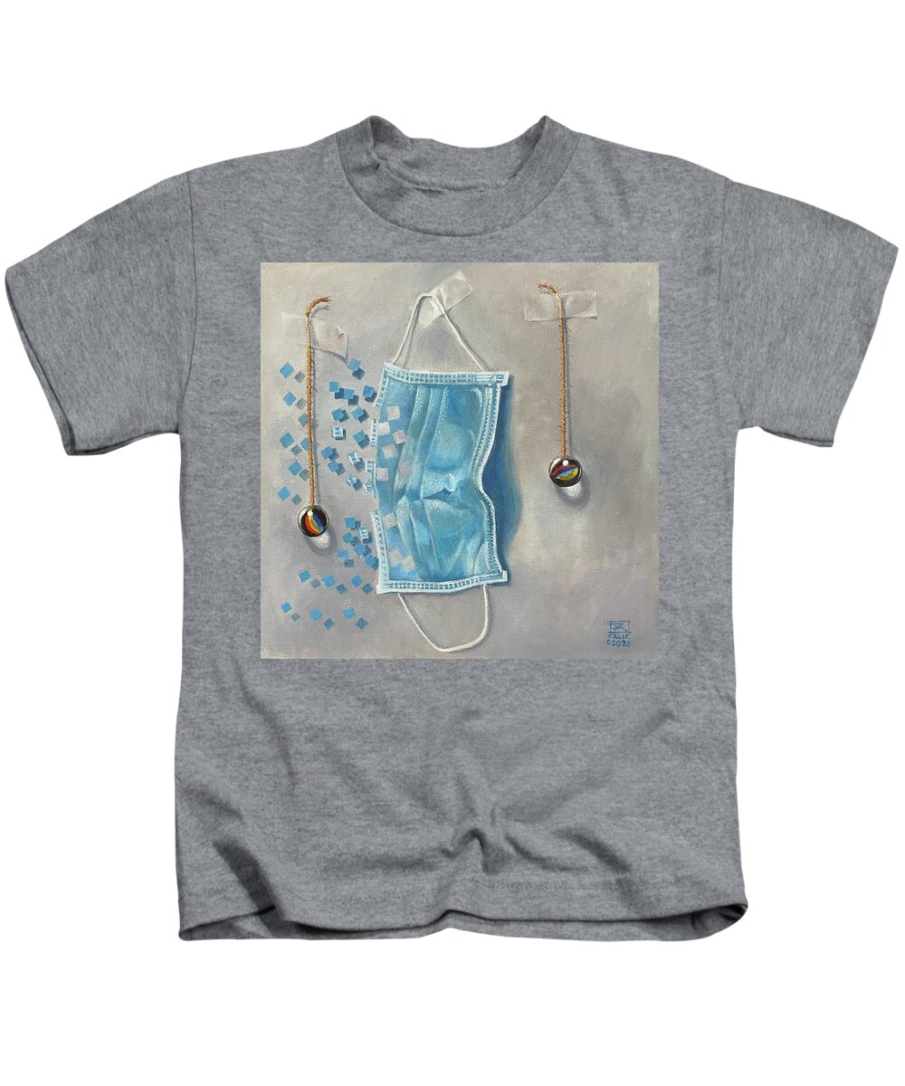 Social Distancing Kids T-Shirt featuring the painting Social Distance by Roger Calle