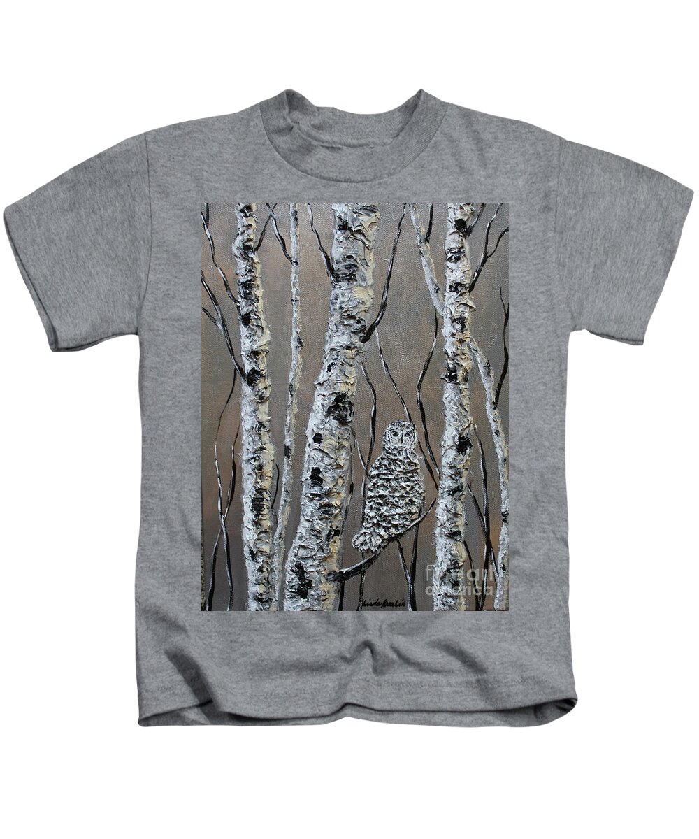 Owl Kids T-Shirt featuring the painting Solitude by Linda Donlin