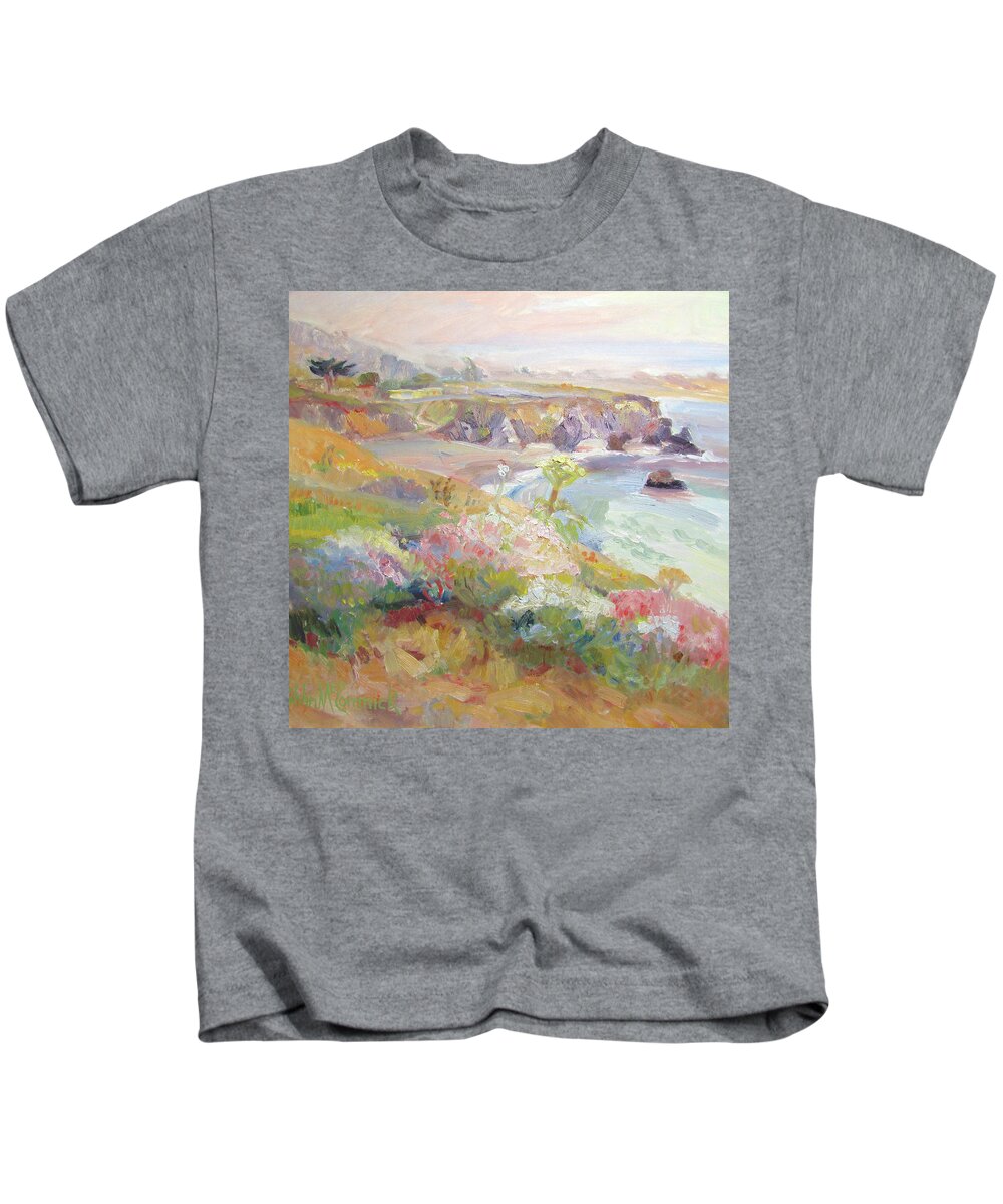 Schoolhouse Beach Kids T-Shirt featuring the painting Sonoma Coast at Schoolhouse Beach by John McCormick