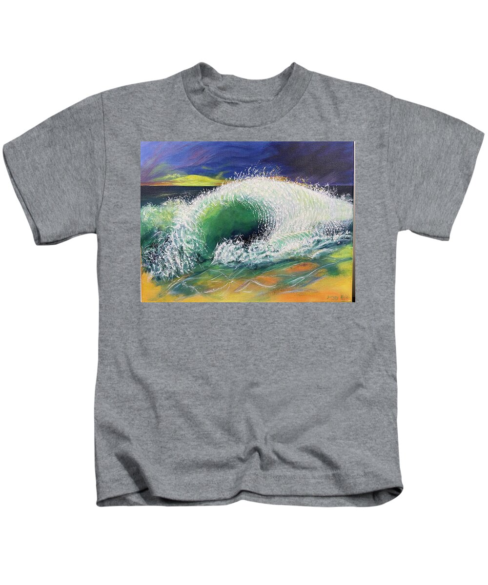Top Seller Kids T-Shirt featuring the painting Crashing Wave #1 by Dorsey Northrup