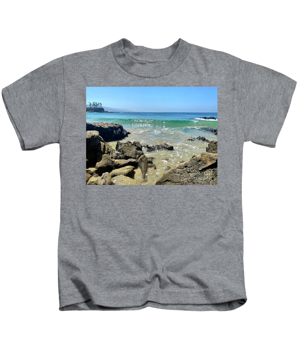 Water Kids T-Shirt featuring the photograph Sparkling Wave Washes Ashore by Katherine Erickson