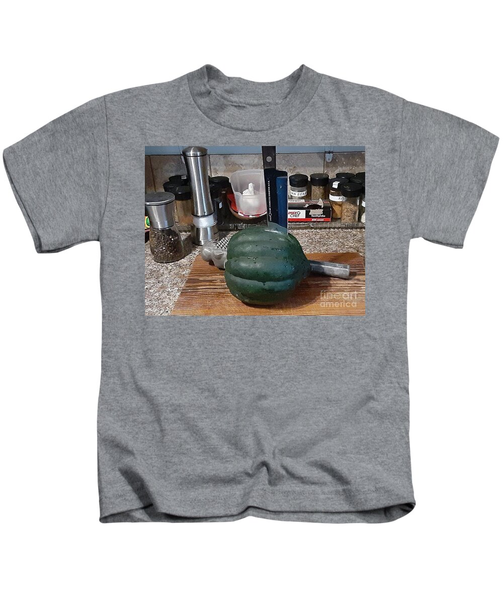 Squash Kids T-Shirt featuring the photograph Split the Squash by Nancy Graham