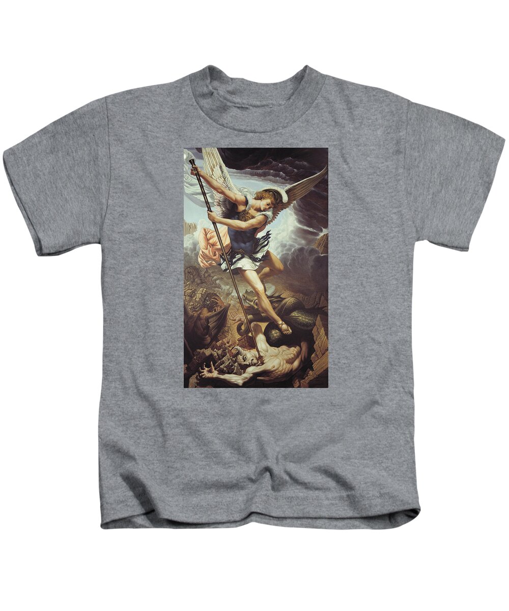 Christian Art Kids T-Shirt featuring the painting Archangel Michael #1 by Kurt Wenner