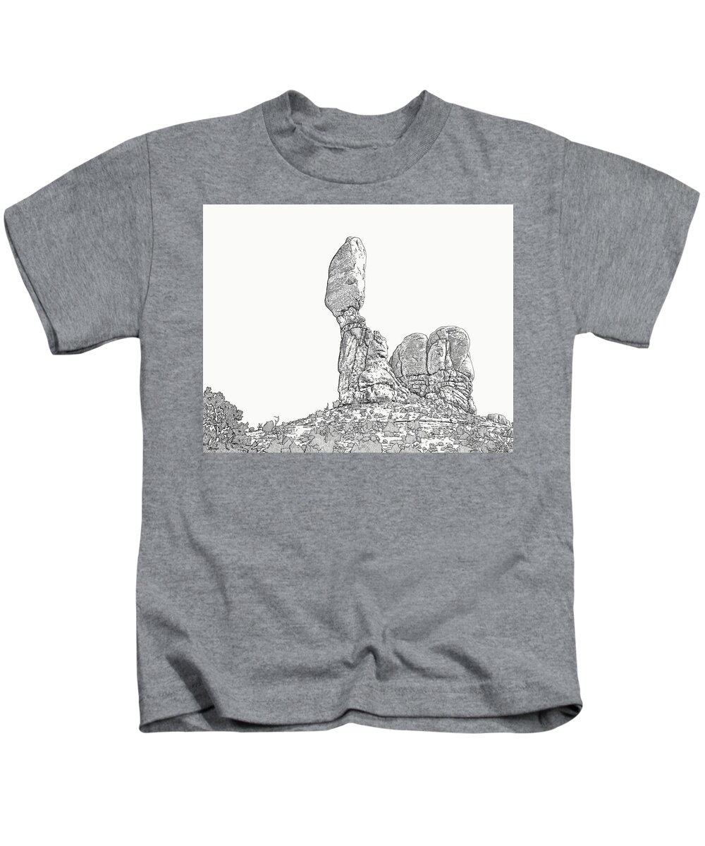 Balanced Kids T-Shirt featuring the digital art Standing Tall BW by Rick Adleman