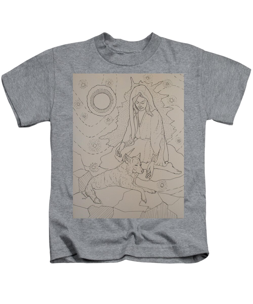 Realism Kids T-Shirt featuring the drawing Star Maiden by Donelli DiMaria