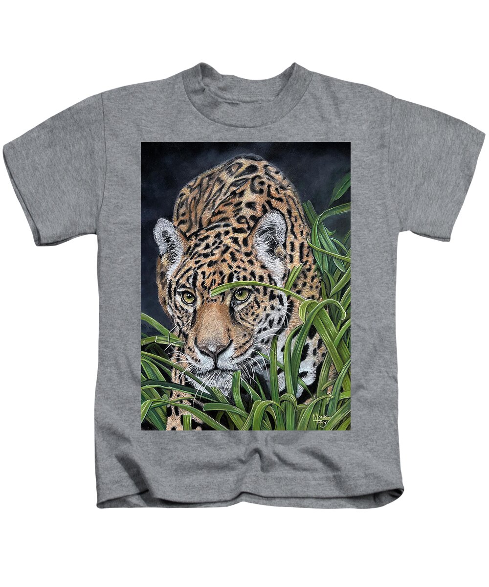 Jaguar Kids T-Shirt featuring the painting Stealth Stalker by Mark Ray