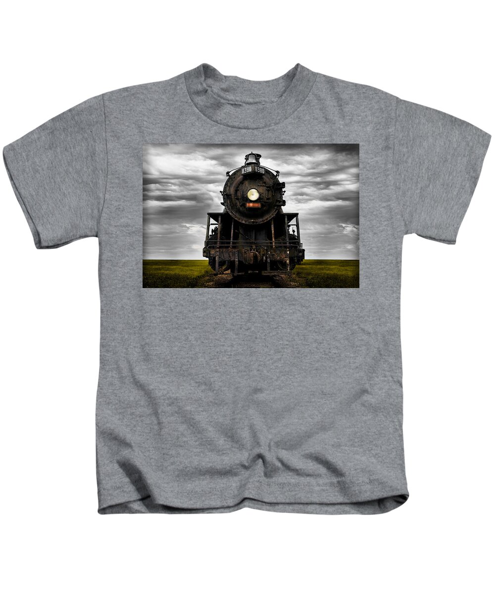 Train Kids T-Shirt featuring the photograph Steam Engine by Carrie Hannigan