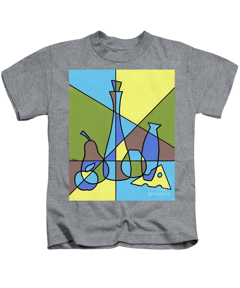 Mid Century Modern Kids T-Shirt featuring the painting Still Life with Lines by Donna Mibus
