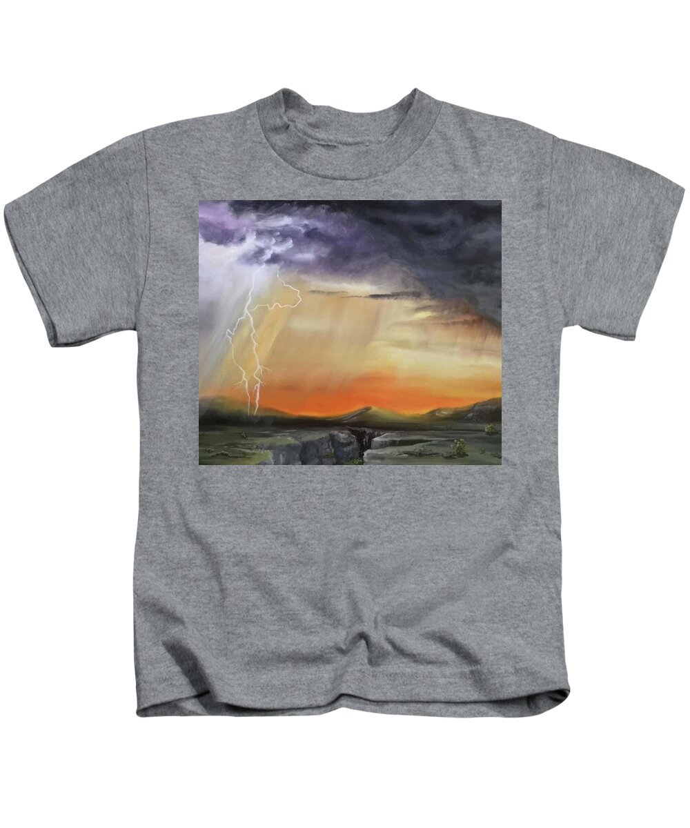 Storm Kids T-Shirt featuring the painting Storm in the Arroyo by Susan L Sistrunk