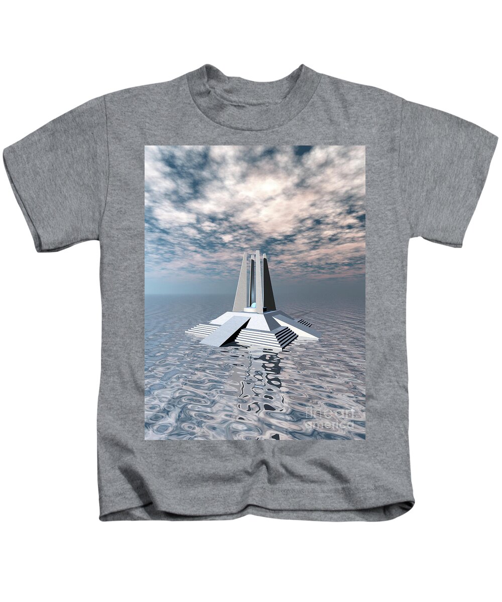 Atlantis Kids T-Shirt featuring the digital art Structural Tower of Atlantis by Phil Perkins