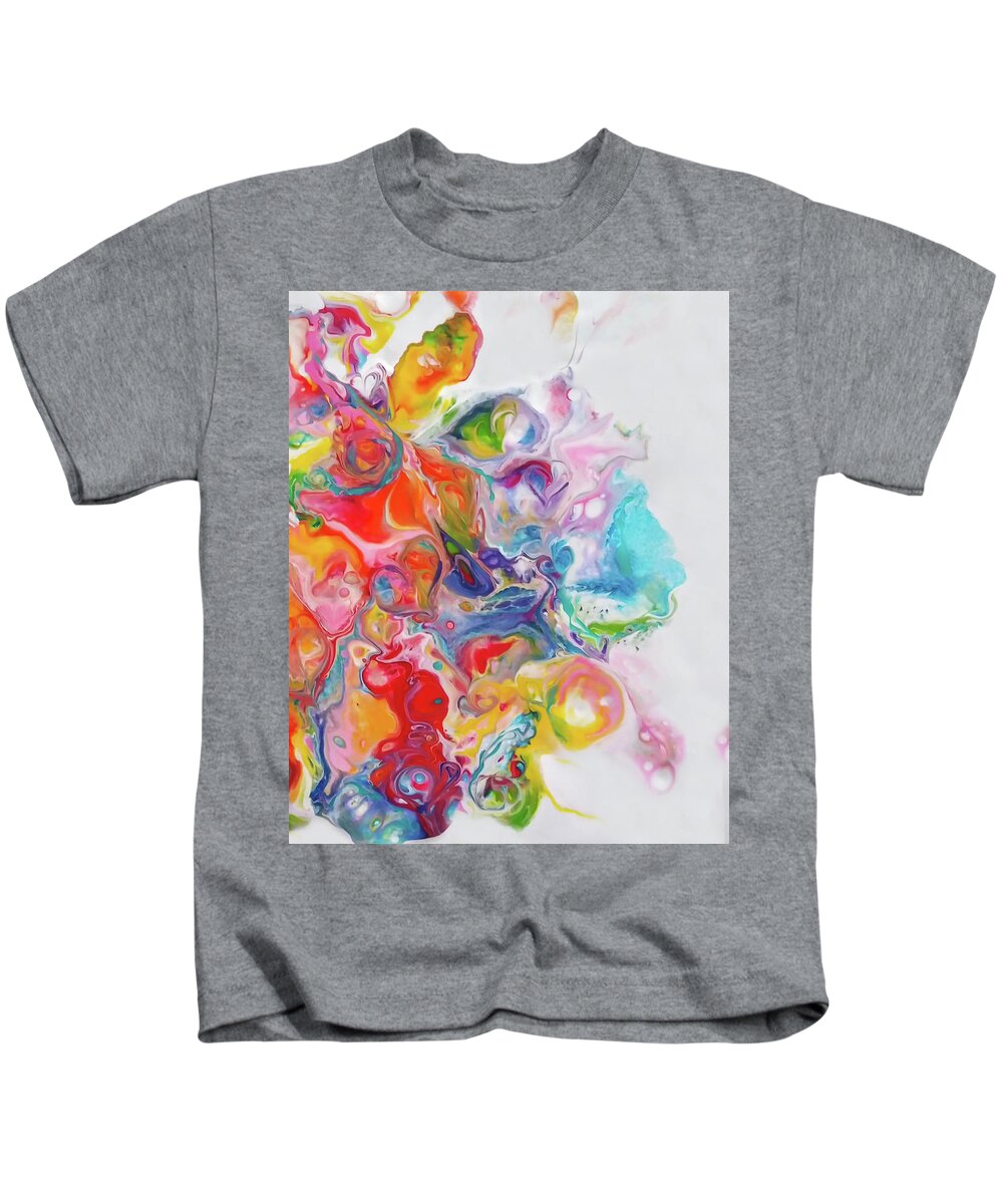 Rainbow Colors Kids T-Shirt featuring the painting Summer Party Sounds by Deborah Erlandson