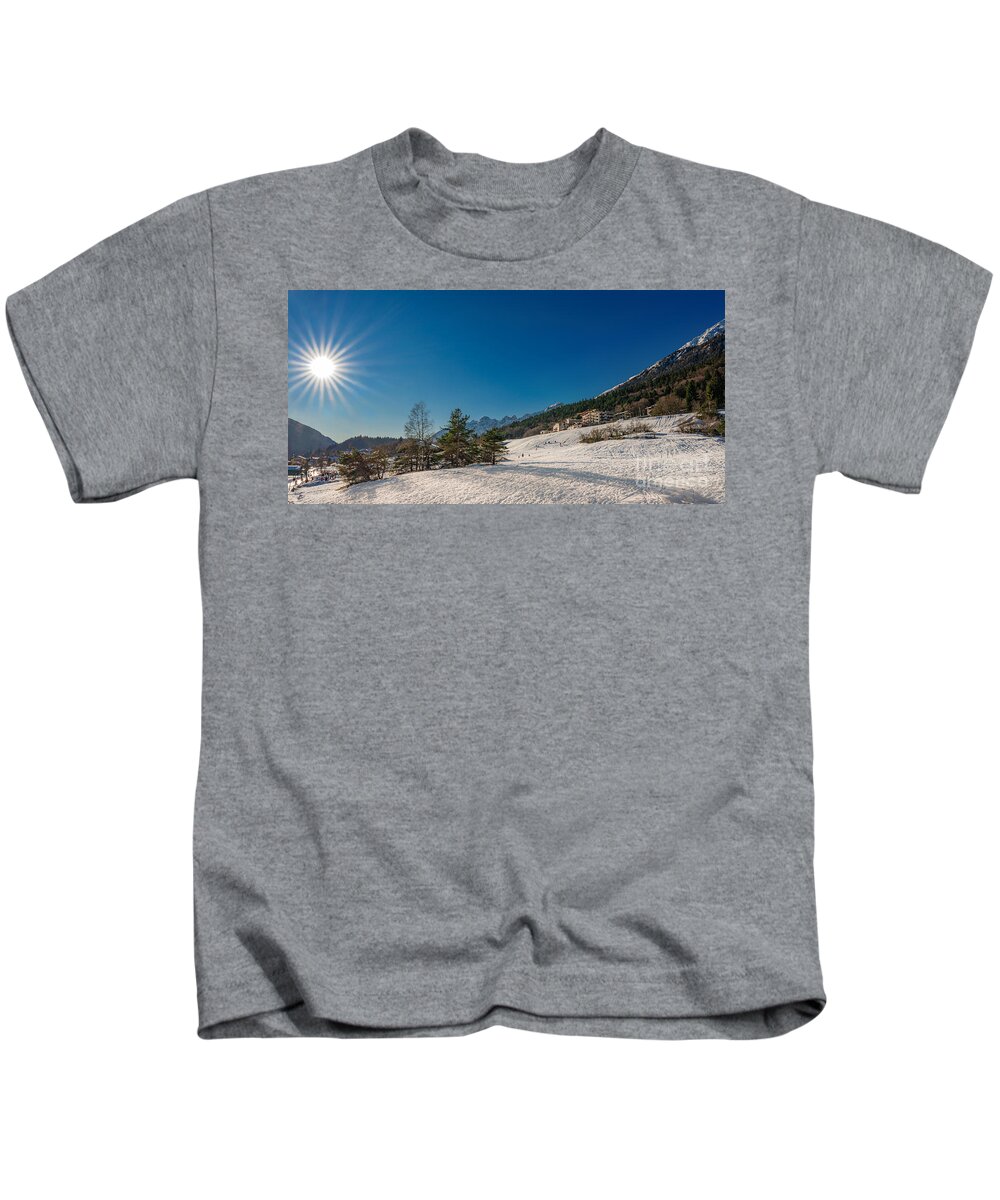 Mountain Kids T-Shirt featuring the photograph Sunrise in the mountains by The P