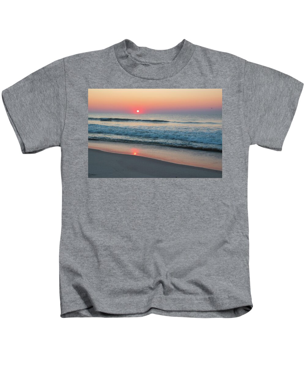 Jersey Shore Sunrise Kids T-Shirt featuring the photograph Sunrise Reflection on Shoreline by Matthew DeGrushe